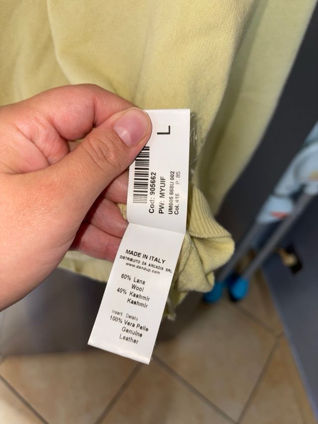 Maglione Dondup uomo giallo con toppe in pelle