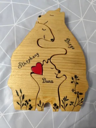Puzzle familiar de madera natural