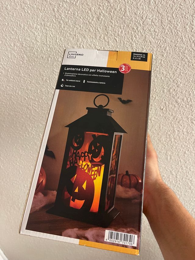 Torcia a LED nera/arancione a forma di zucca per Halloween