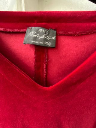 Vestito lungo in velluto rosso Pontoglio