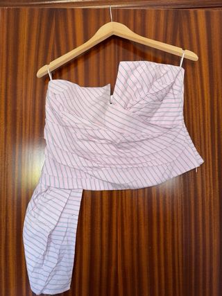 Top bandeau rayas rosas y azules