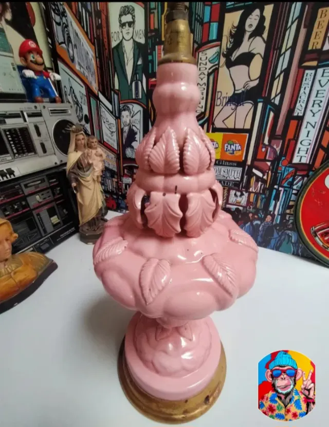 Lámpara cerámica de Manises rosa
