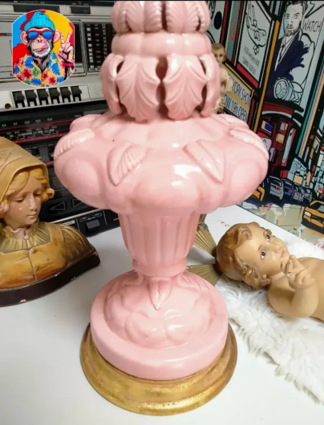 Lámpara cerámica de Manises rosa
