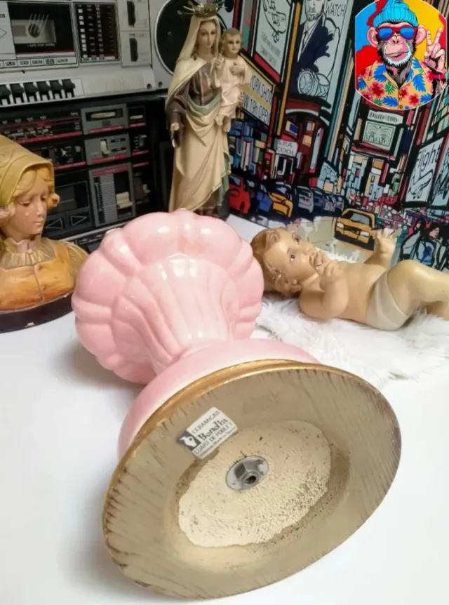 Lámpara cerámica de Manises rosa