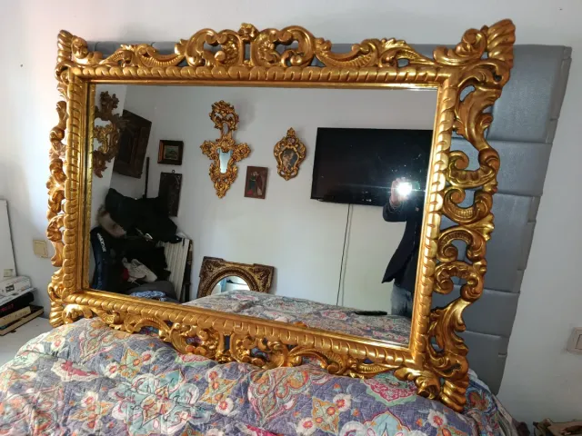 Espejo Cornucopia Grande Dorado Policromado