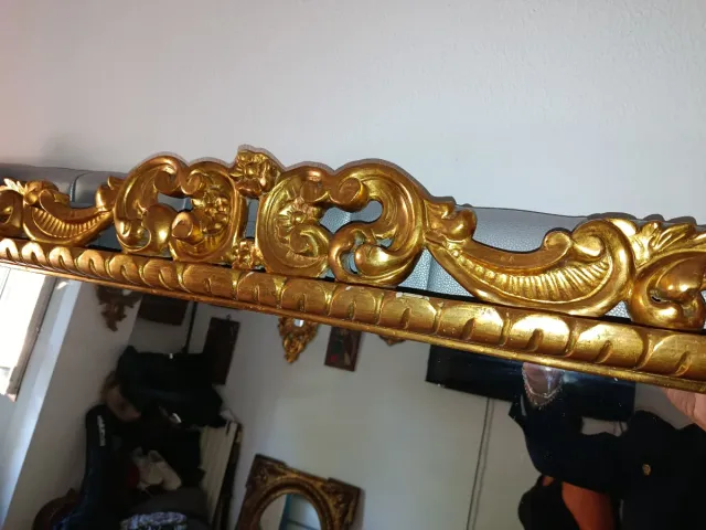 Espejo Cornucopia Grande Dorado Policromado