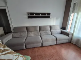 Divano relax in tessuto beige/grigio