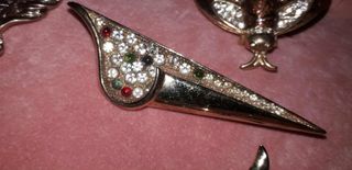 Spilla vintage argento 925 con pietre rosse