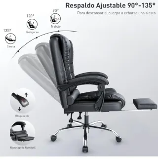 Silla de Oficina Negra con Reposapiés