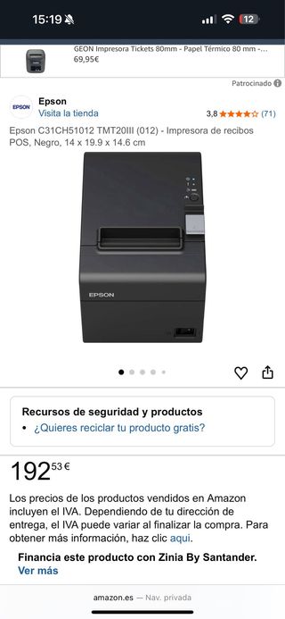 Impresora Epson TMT20III C31CH51012
