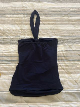 Top blu scuro allacciato al collo Innovative