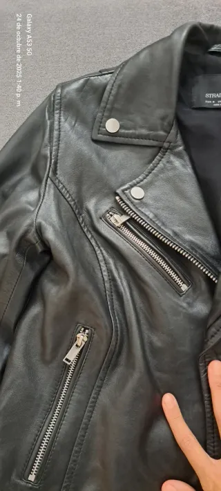 Chaqueta Piel Vacuno Negra Moto