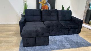 Sofá cama chaise longue negro