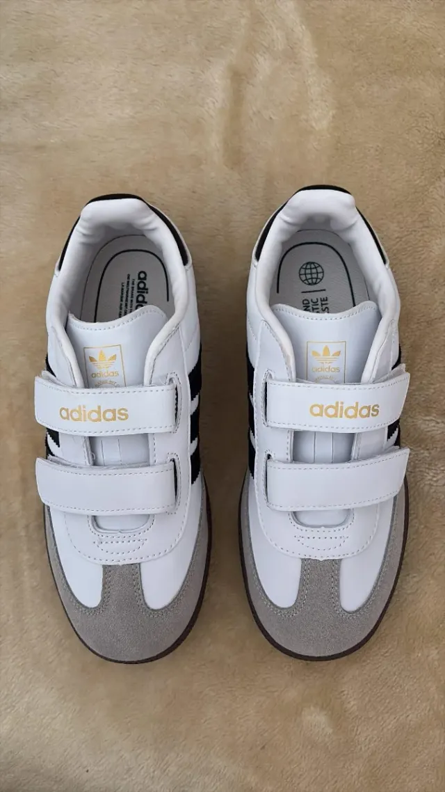 Zapatillas Adidas Samba Velcro Gris Blanco
