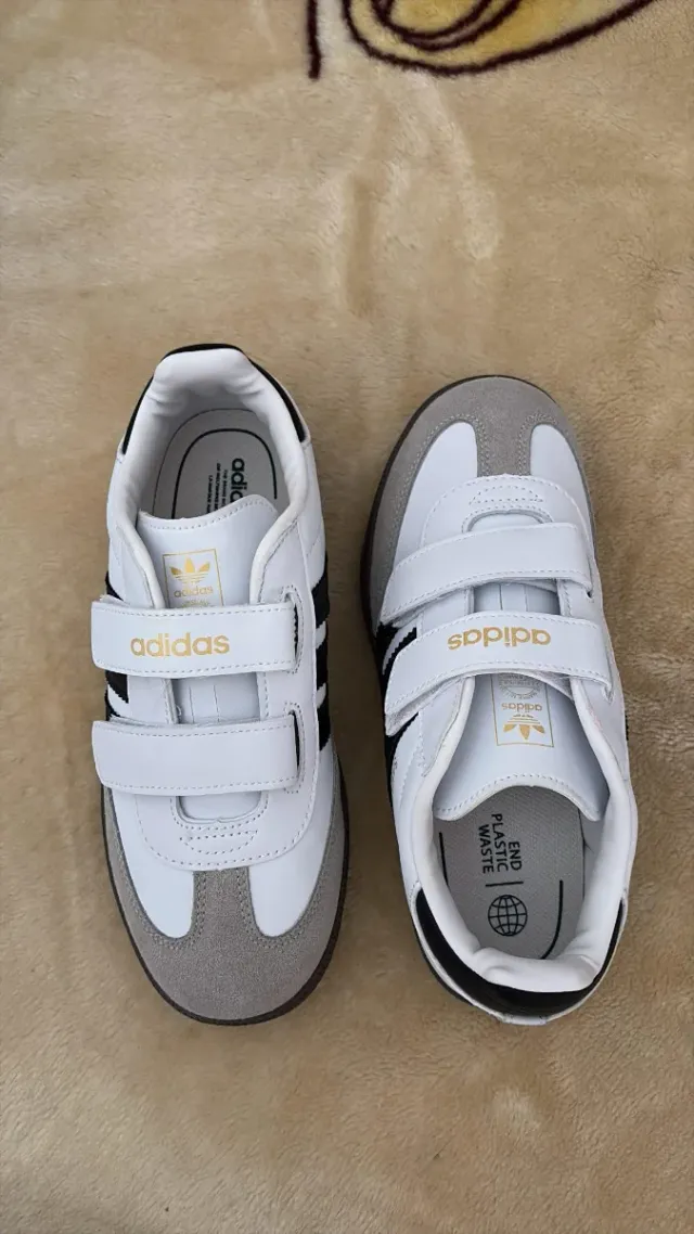 Zapatillas Adidas Samba Velcro Gris Blanco