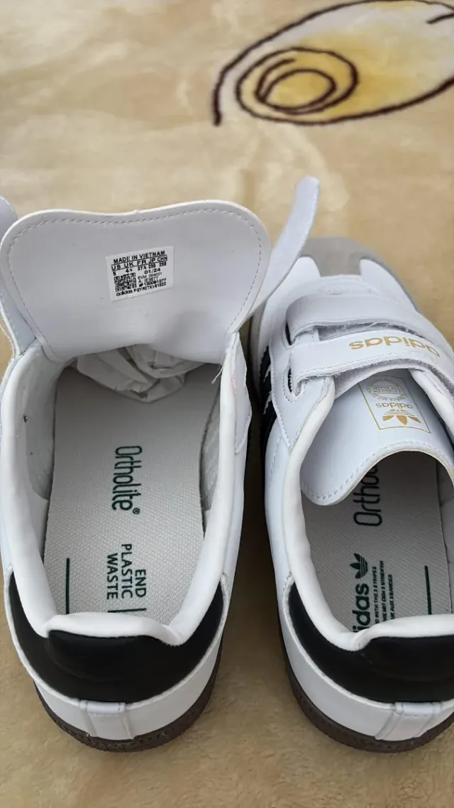 Zapatillas Adidas Samba Velcro Gris Blanco