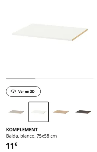 Balda Komplement Ikea Pax 75x58 Blanca