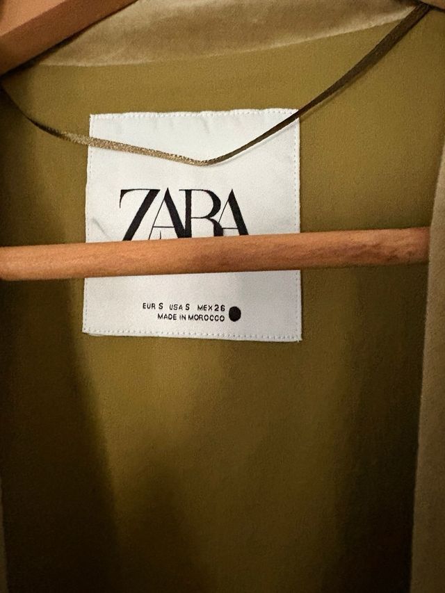 Abrigo Terciopelo Zara Mujer Verde Oliva