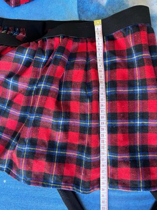 Falda y corbata a cuadros sexy