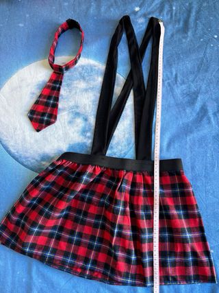 Falda y corbata a cuadros sexy