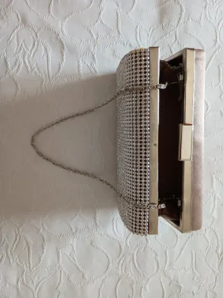 Bolso de fiesta clutch plateado