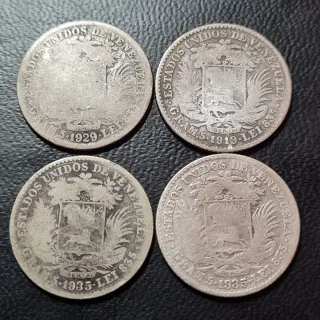 4 Monedas Plata 1 Bolivar Venezuela