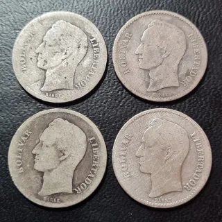 4 Monedas Plata 1 Bolivar Venezuela