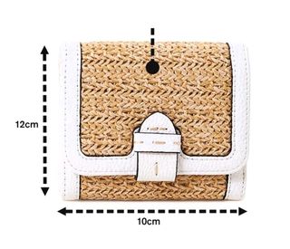 Monedero-Billetero-Tarjetero. Rafia+piel sintética