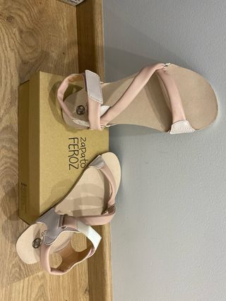 Sandalias Zapato Feroz oliva Beige y Rosa