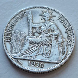 Indochina 1936 50 Cent monete in argento