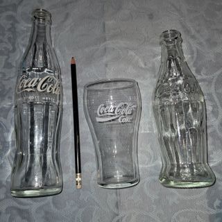 Set 3 Coca Cola Bicchieri Bottiglie Vintage