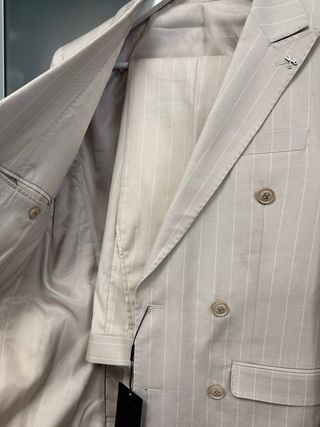 Completo doppiopetto righe beige