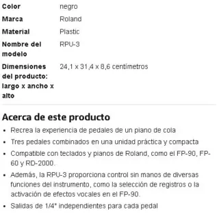 Pedalera Roland RPU-3 para teclados