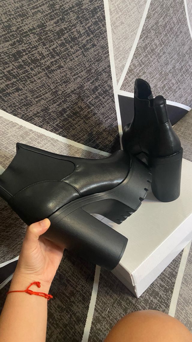 Botines negros plataforma tacón alto talla 37