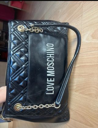 Bolso Grande Love Moschino Negro Acolchado