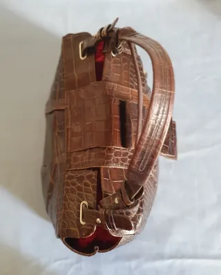 Bolso Furla Piel Cocodrilo Marrón