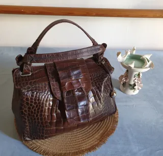 Bolso Furla Piel Cocodrilo Marrón