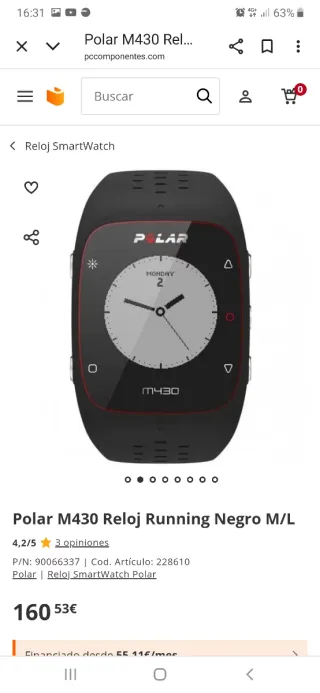 Reloj Polar M430 GPS Running Negro