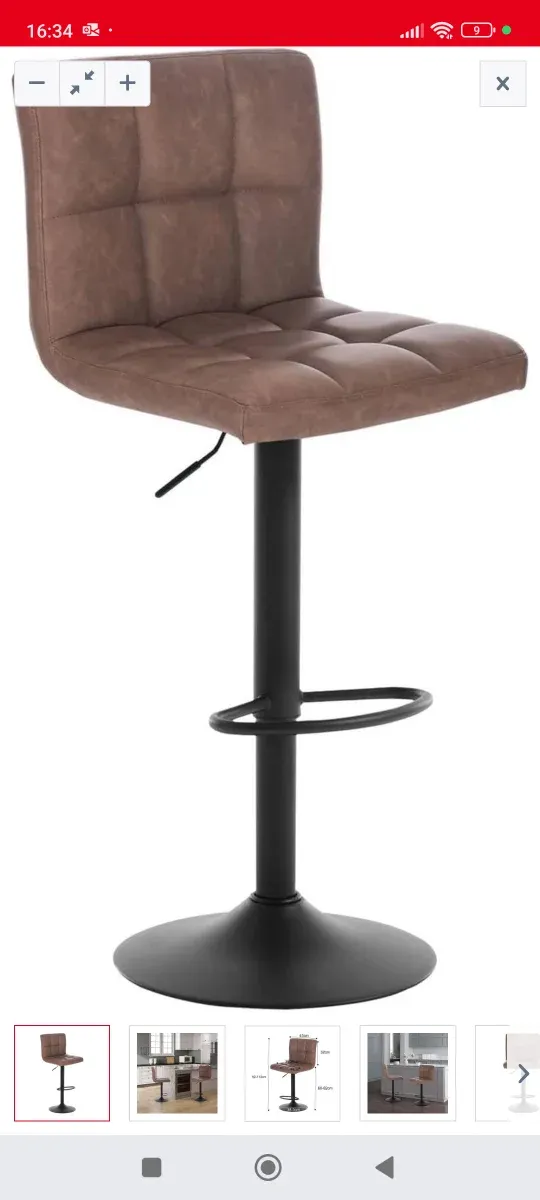 ✅Taburete de bar WOLTU Marrón y Negro