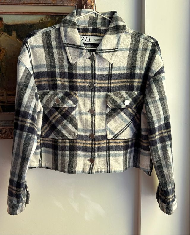 Zara, Chaqueta o sobre camisa de cuadros, talla S