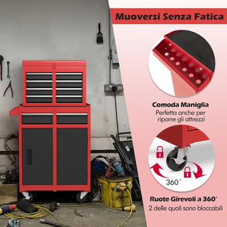 Cassettiera Portautensili a 4 Cassetti, Carrello p