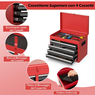 Cassettiera Portautensili a 4 Cassetti, Carrello p