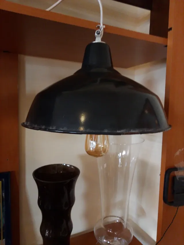 Coppia Lampade Industriali Nere