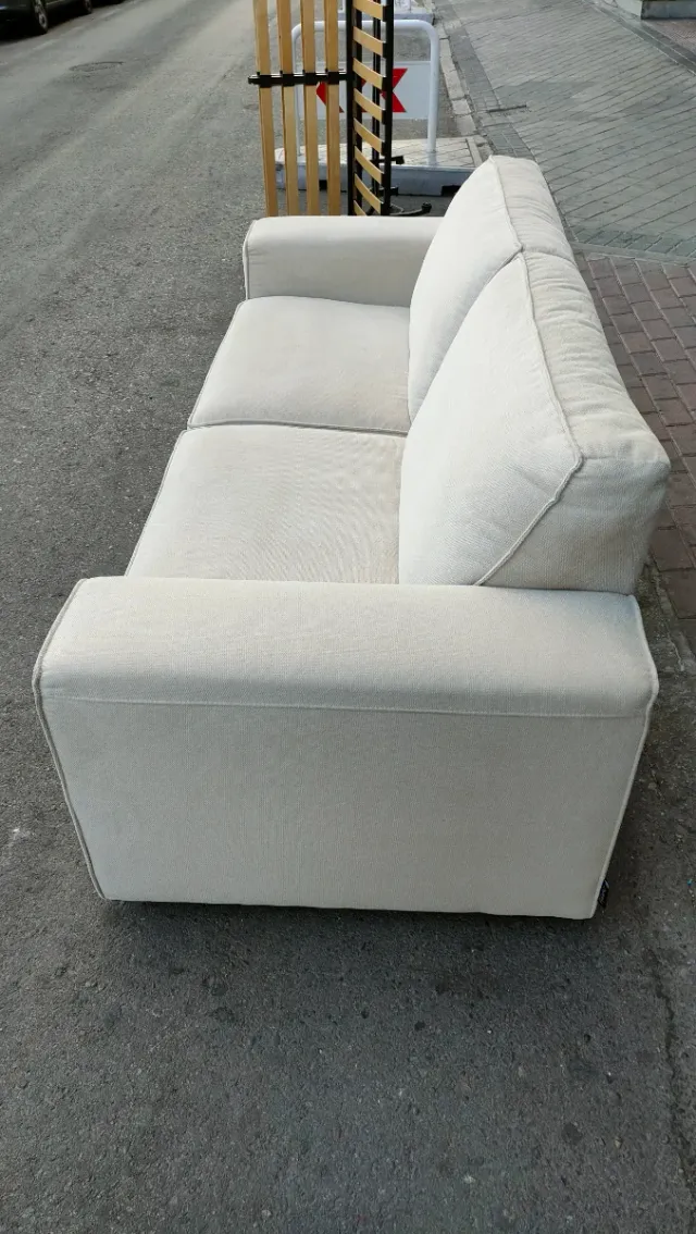 Sofá Grande 2 Plazas Beige Tela  640513971