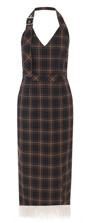 Abito midi a quadri con frange
