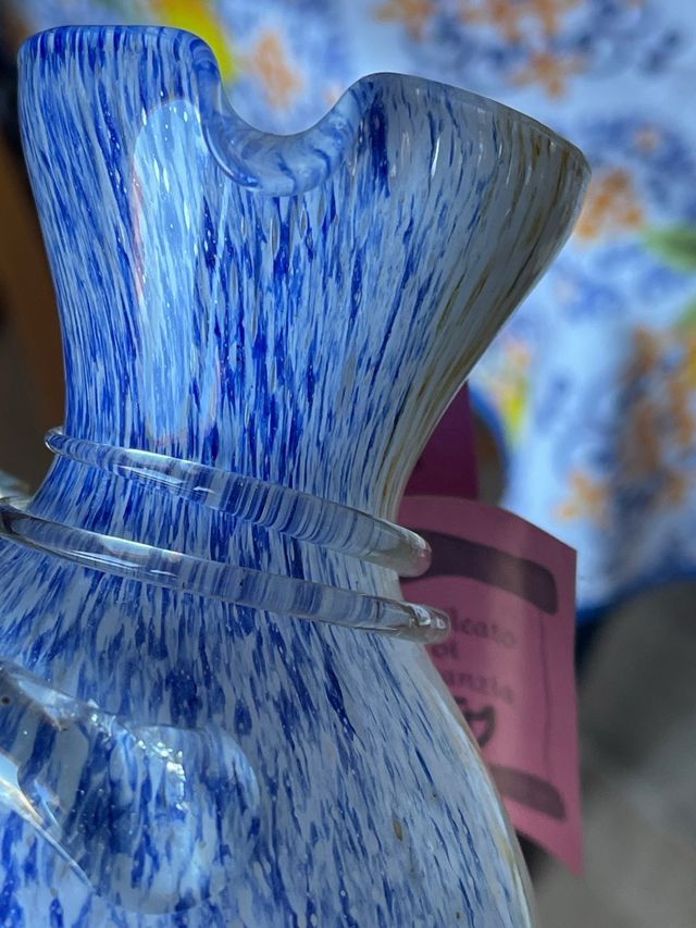 Vaso Brocca Vetro Murano Opalina Certificato