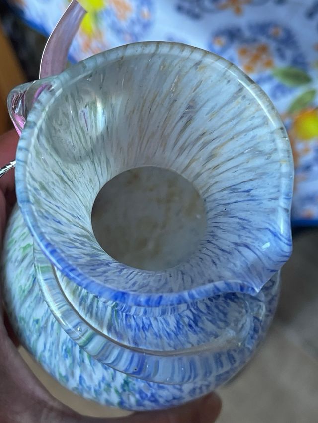 Vaso Brocca Vetro Murano Opalina Certificato