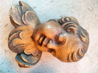 Coppia Cherubini Vintage Effetto Legno