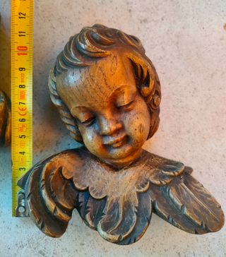 Coppia Cherubini Vintage Effetto Legno