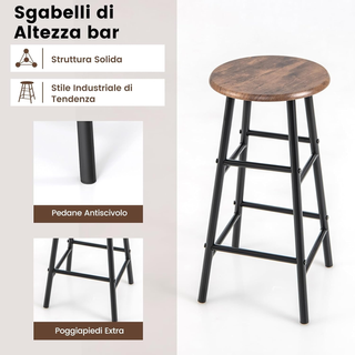 Set 3 Pezzi Tavolo e Sedie da Bar, Tavolo e Sgabel